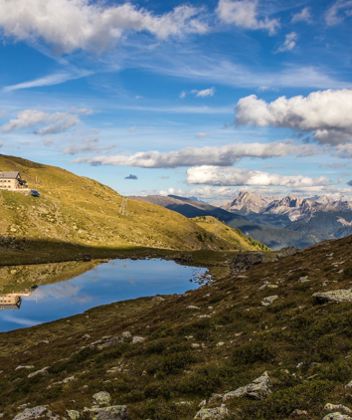 Lake Radlsee on the Feldthurns mountain pasture