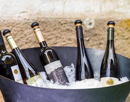Chilled wine bottles