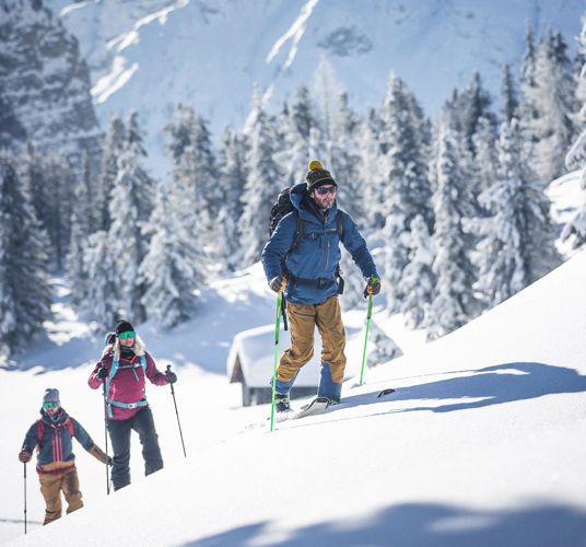 Three people on a ski tour