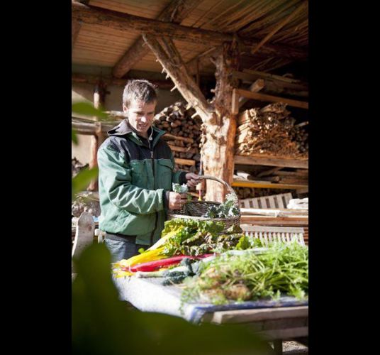 Harald Gasser with his vegetables