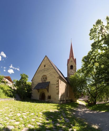 The Church of St. Ingenuin and Albuin at Saubach in summer