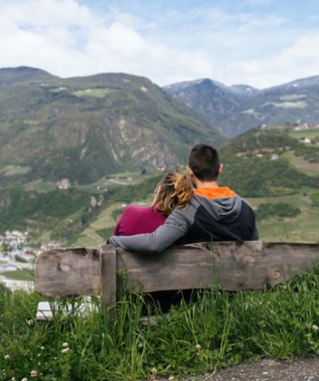 A couple is enjoying the view in spring