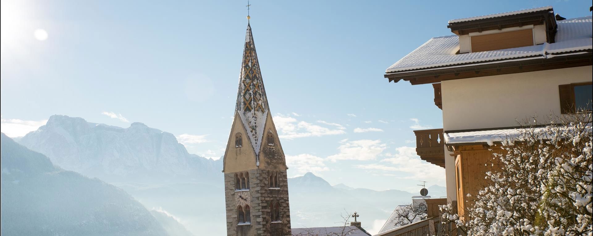 The leaning tower of Barbian in winter